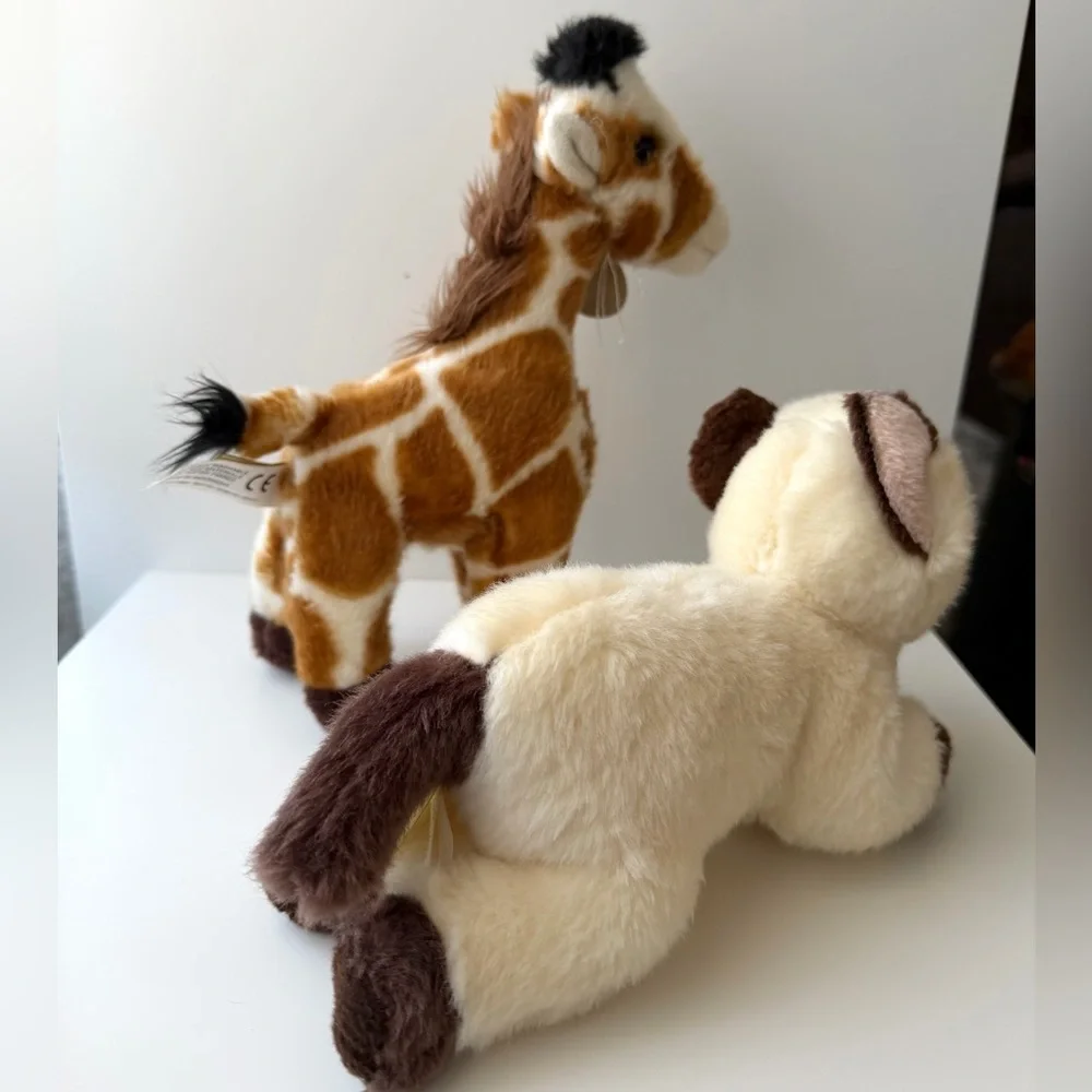 AURORA MIYONI Small Giraffe & Siamese Cat Realistic Stuffed Animal Set